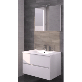 ENSEMBLE MEUBLE PORTO 80 CM AV.ARMOIRE TOILETTE - BLANC
