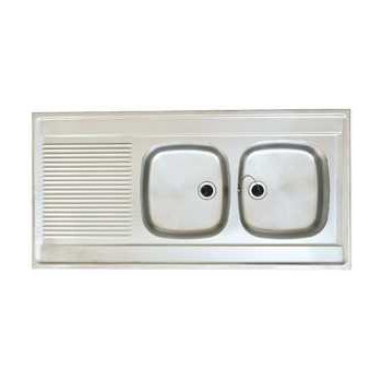 EVIER A POSER 120 x 60 - 2 BACS + EGOUTTOIR