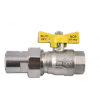 ROBINET GAZ A PAP. 4/4 FF HTB AVEC RACCORD UNION